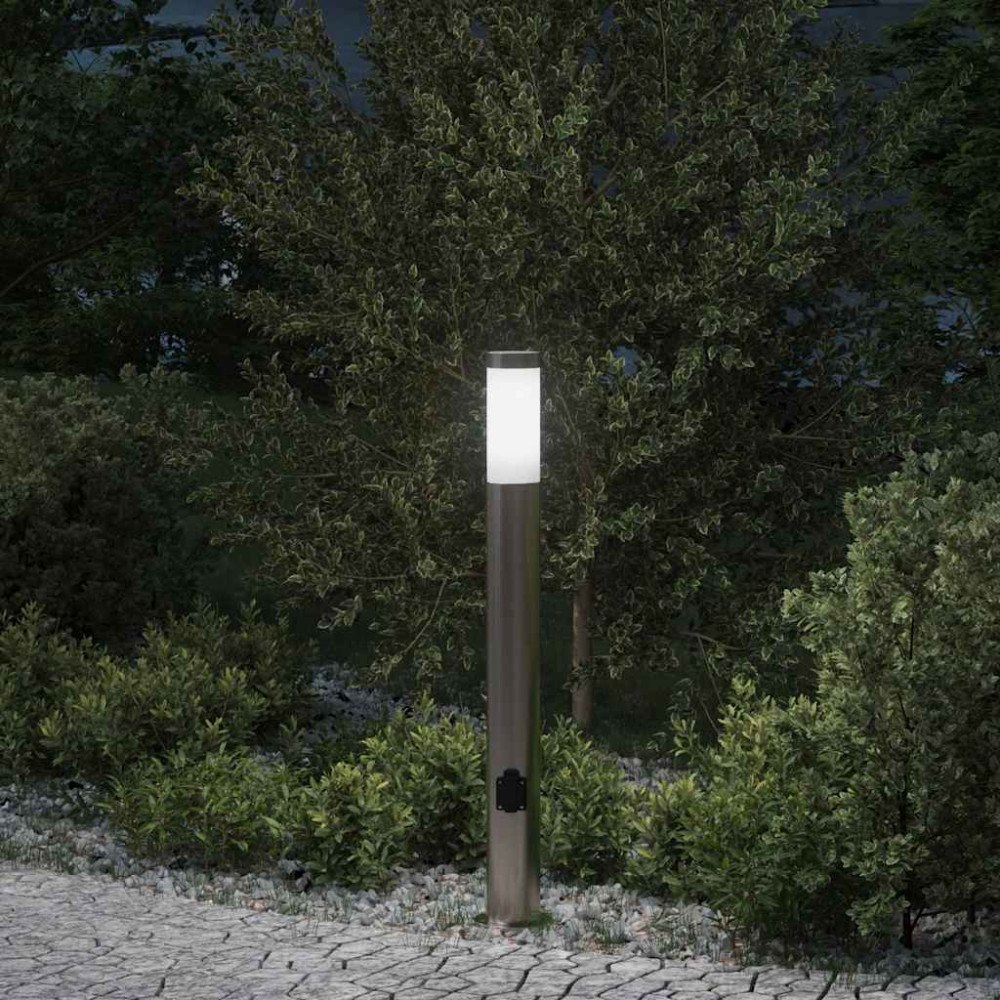 vidaXL Pollare med uttag 80 cm rostfritt stål IP44