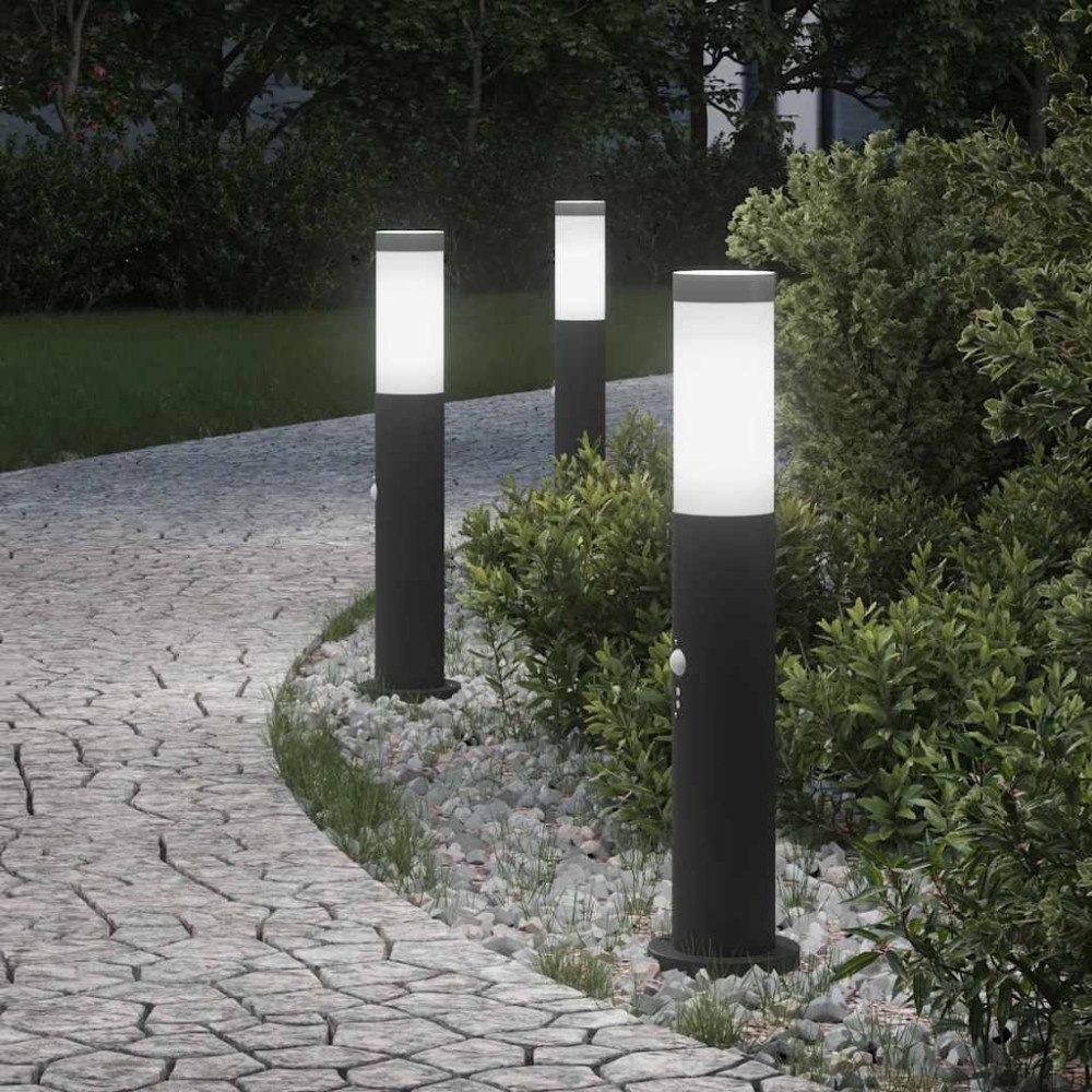 vidaXL Pollare med sensor 3 st 50 cm rostfritt stål IP44