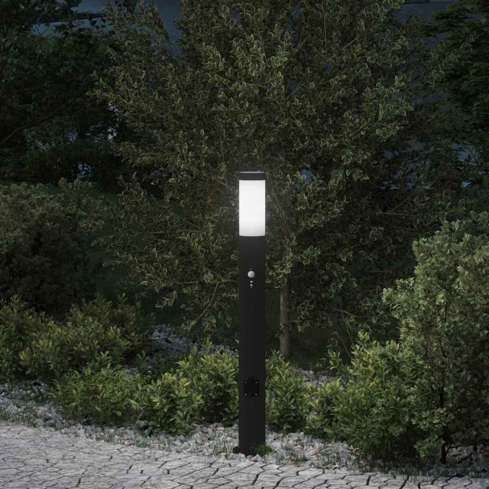 vidaXL Pollare med sensor och uttag 80 cm rostfritt stål IP44