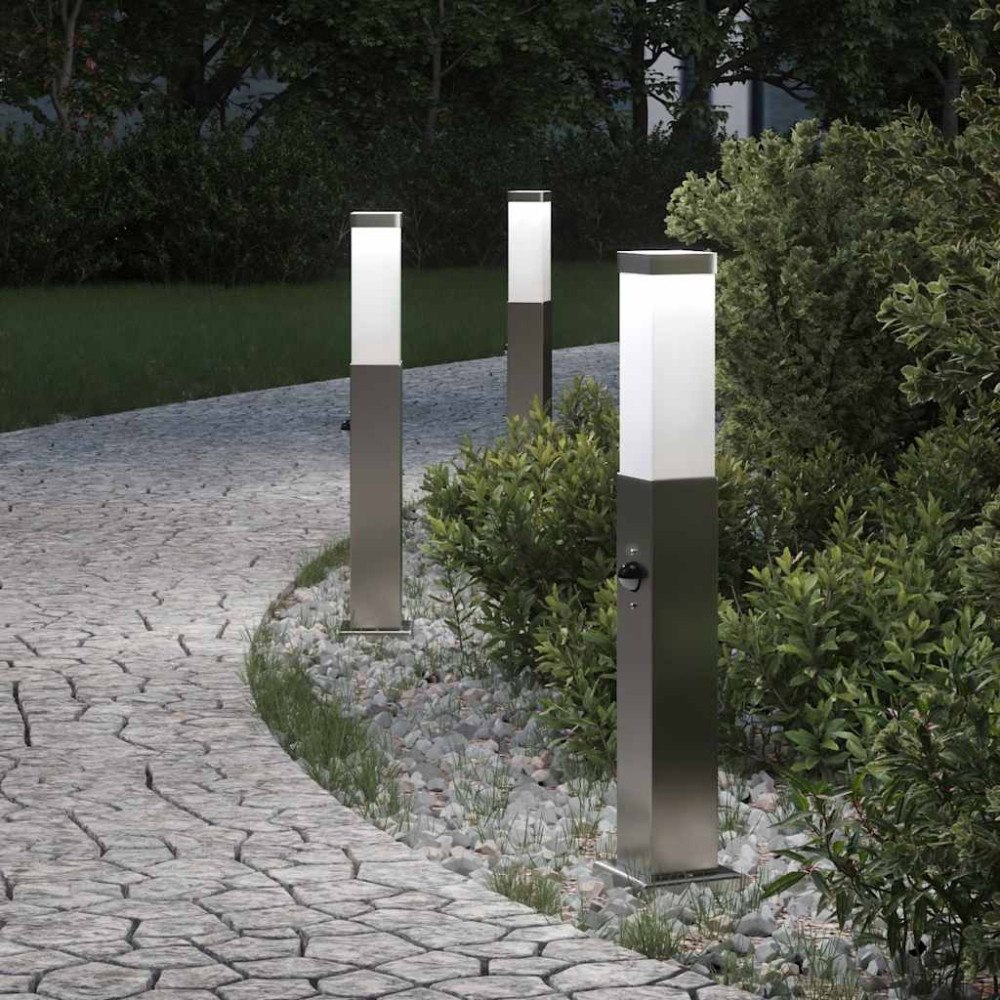 vidaXL Pollare med sensor 3 st 50 cm rostfritt stål IP44