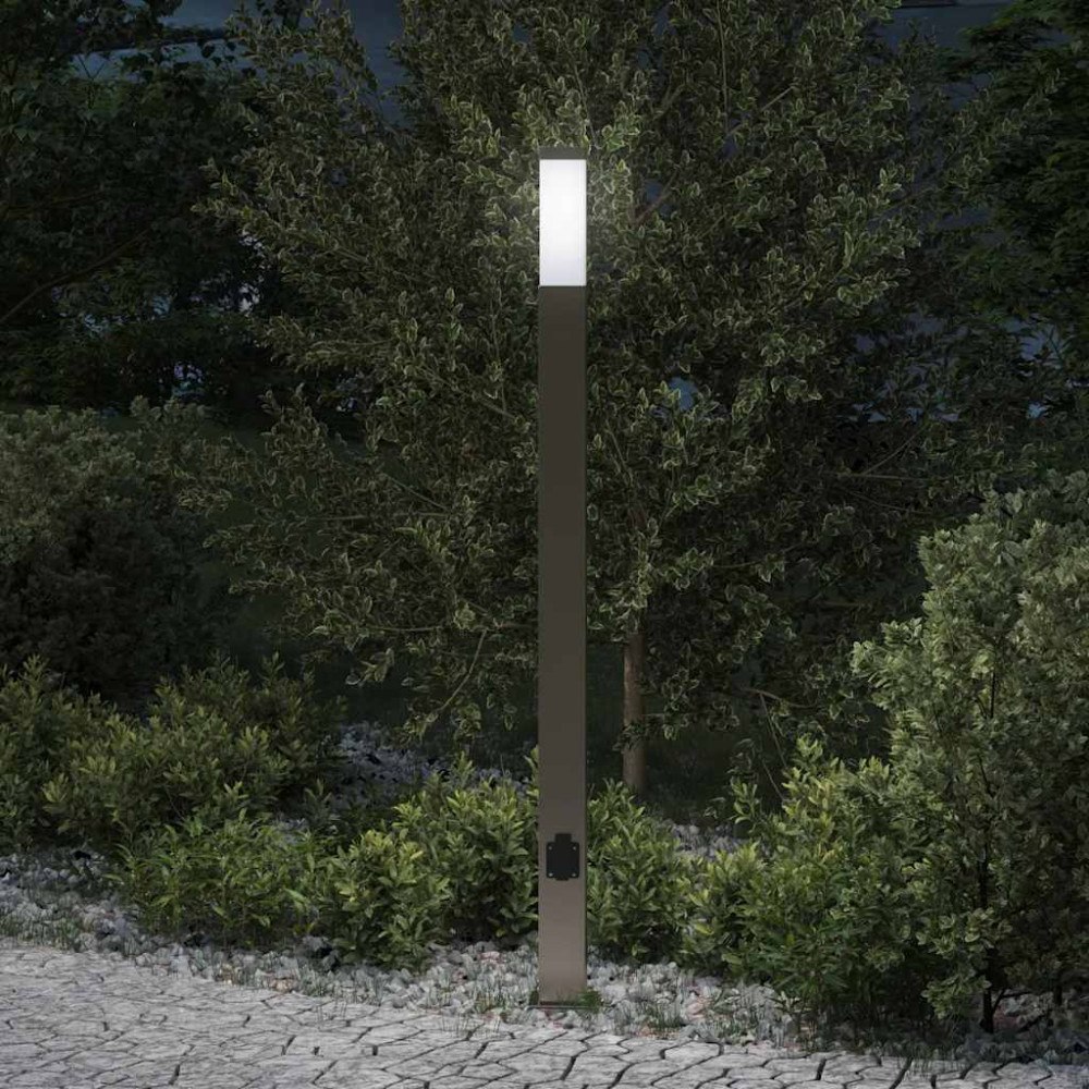 vidaXL Pollare med uttag 110 cm rostfritt stål IP44