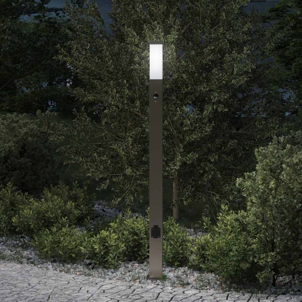 vidaXL Pollare med sensor och uttag 110 cm rostfritt stål IP44