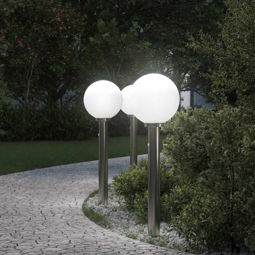 vidaXL Pollare med sensor 3 st 80 cm rostfritt stål IP44