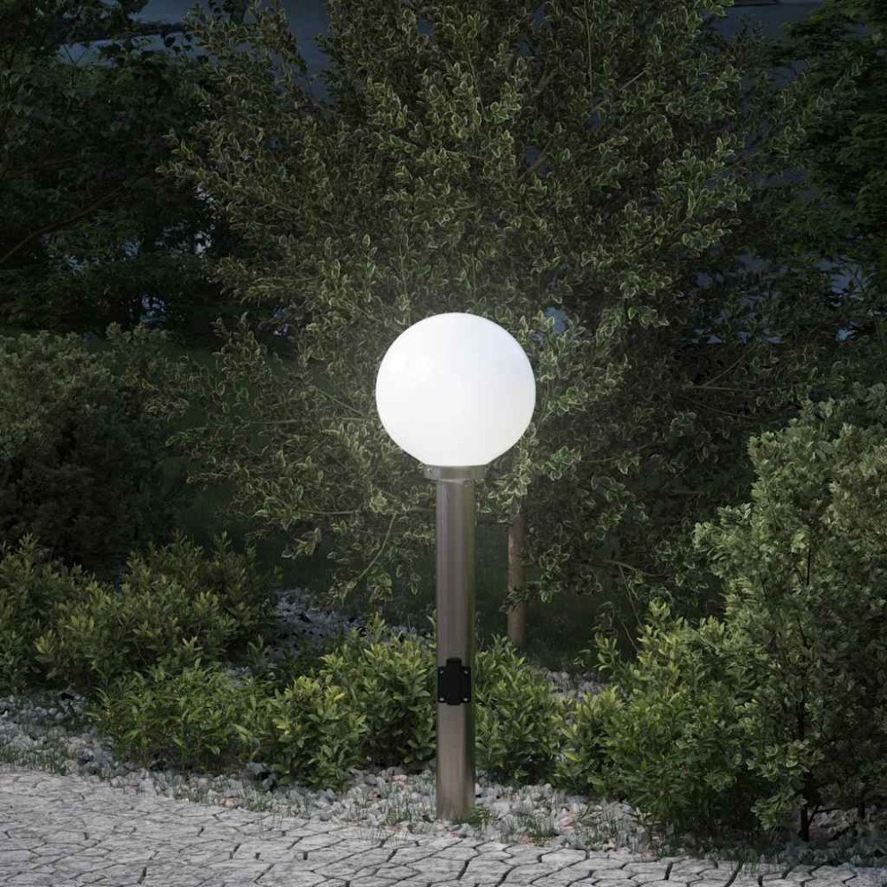 vidaXL Pollare med uttag 80 cm rostfritt stål IP44
