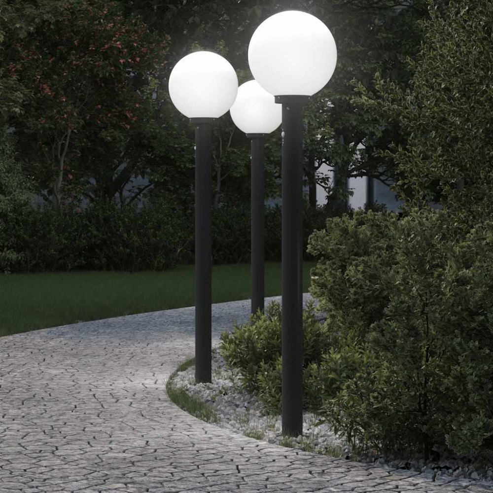 vidaXL Pollare med sensor 3 st 120 cm svart IP44