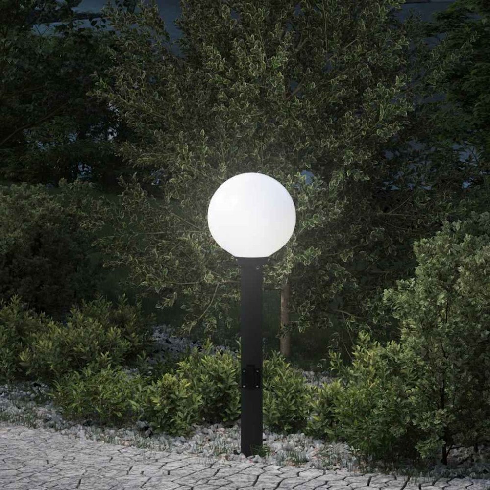 vidaXL Pollare med uttag 80 cm svart IP44