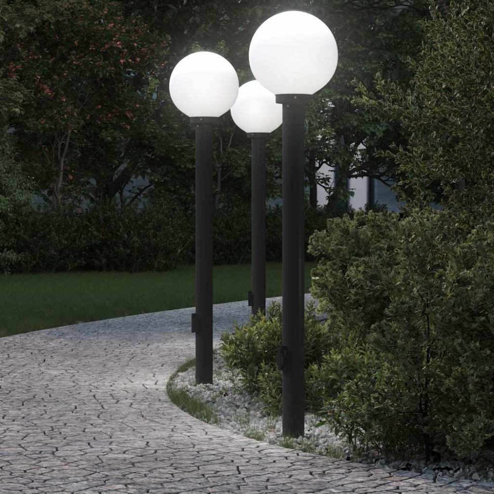 vidaXL Pollare med uttag 3 st 120 cm svart IP44