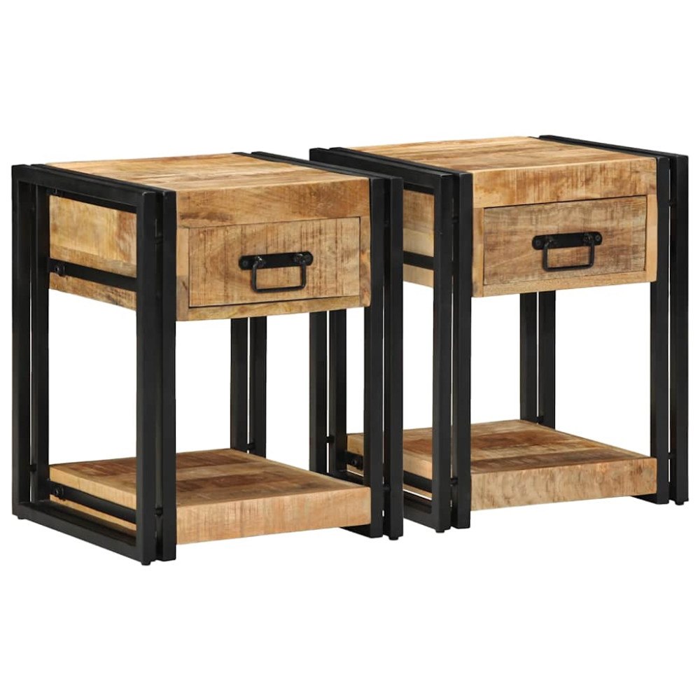 vidaXL Sängbord 2 st 40x40x50 cm massivt grovt trä mango