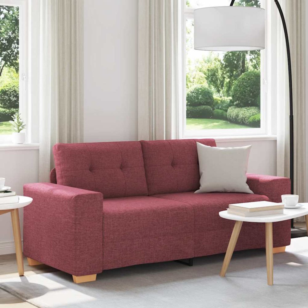 vidaXL Tvåsitssoffa vinröd 180x77x82 cm tyg