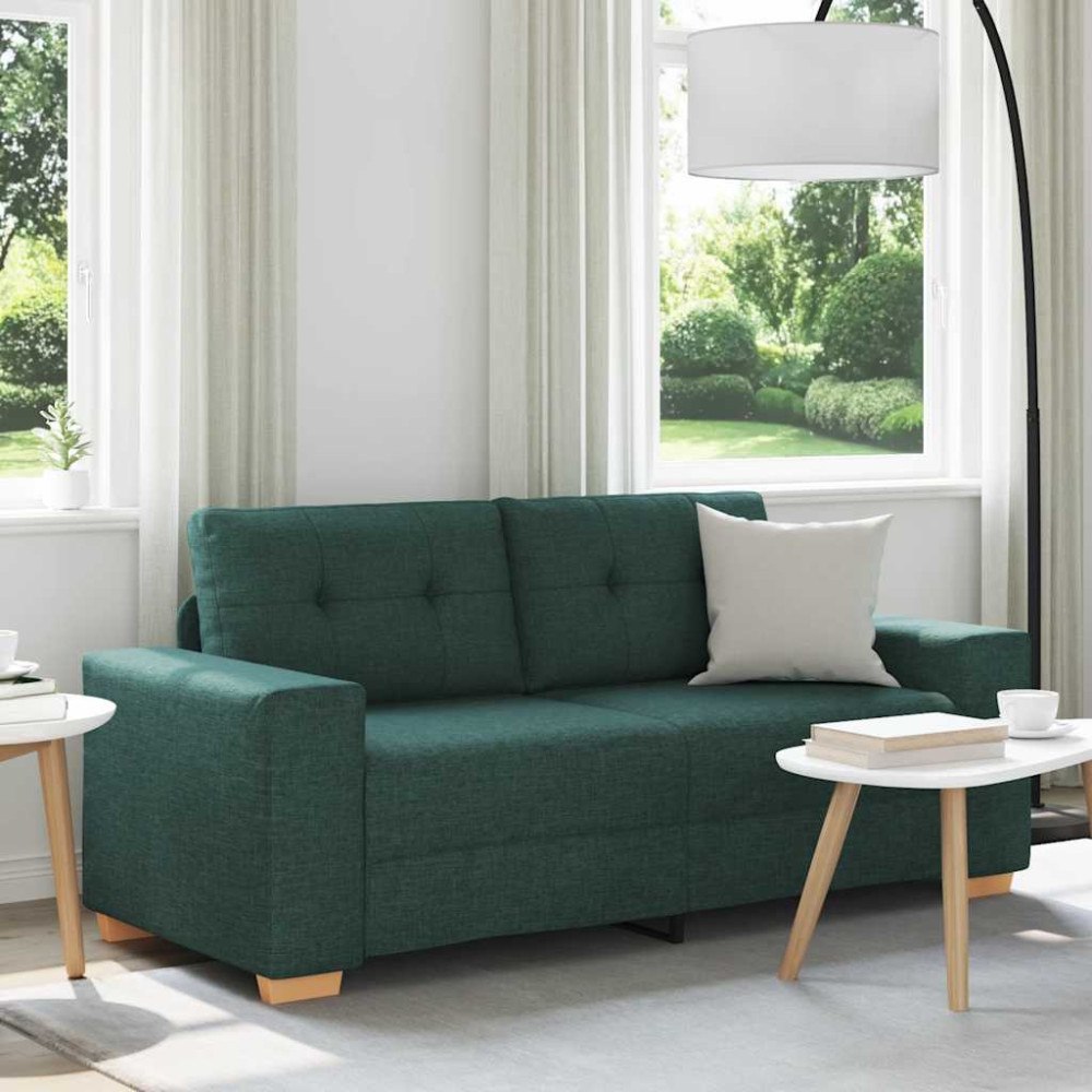 vidaXL Tvåsitssoffa mörkgrön 180x77x82 cm tyg