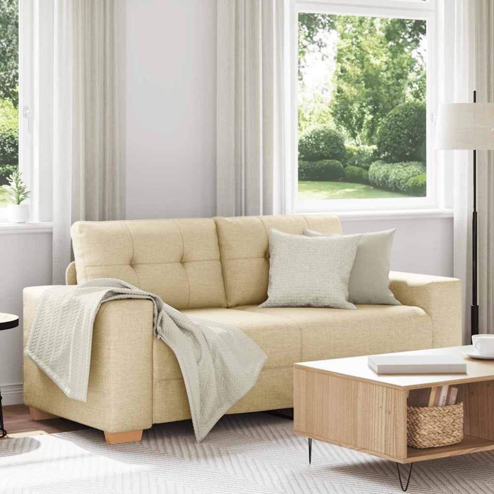vidaXL Tvåsitssoffa krämfärgad 180x77x82 cm tyg