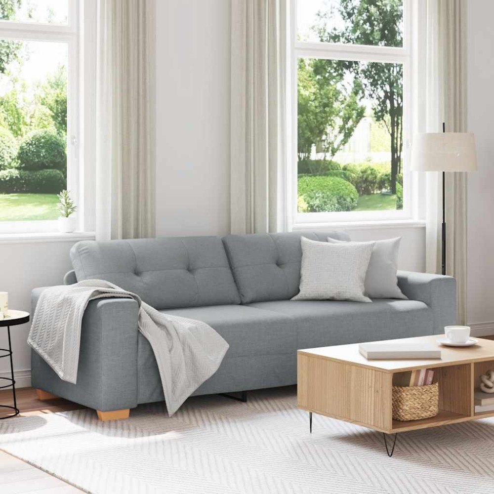 vidaXL 3-sitssoffa ljusgrå 220x78x80 cm tyg