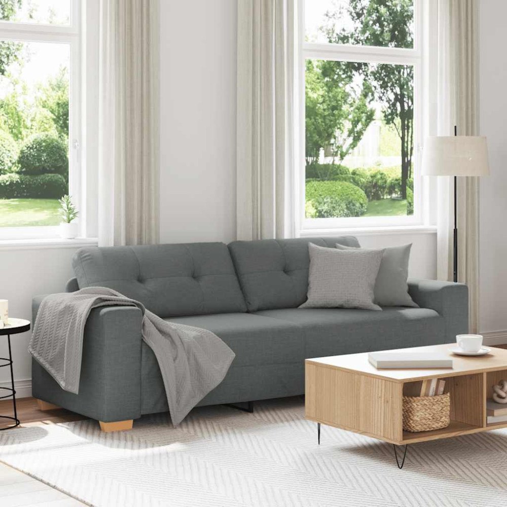 vidaXL 3-sitssoffa mörkgrå 220x78x80 cm tyg