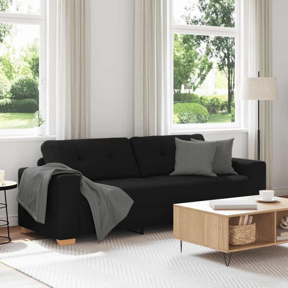 vidaXL 3-sitssoffa svart 220x78x80 cm tyg
