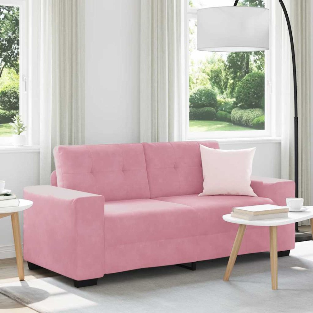vidaXL Tvåsitssoffa rosa 180x77x82 cm sammet