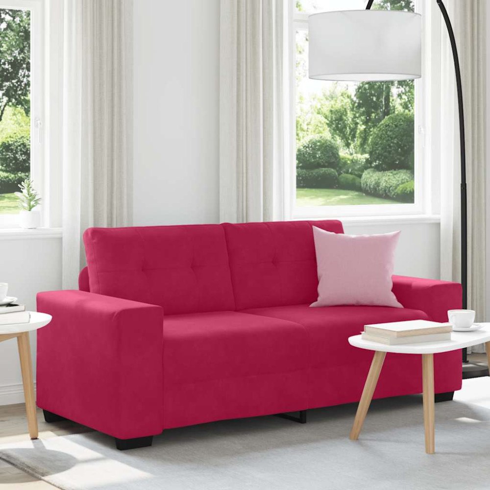 vidaXL Tvåsitssoffa vinröd 180x77x82 cm sammet