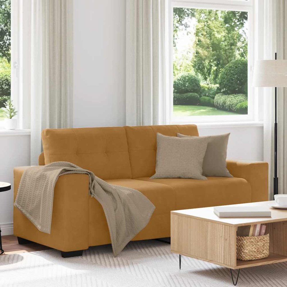 vidaXL Tvåsitssoffa brun 180x77x82 cm sammet
