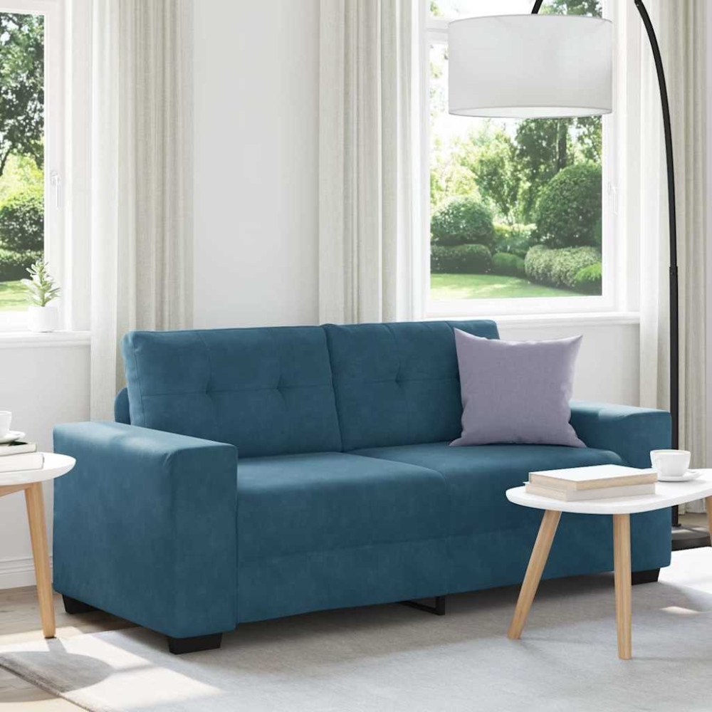 vidaXL Tvåsitssoffa blå 180x77x82 cm sammet