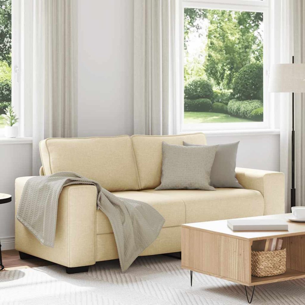 vidaXL 2-sitssoffa krämfärgad 180x77x82 cm tyg