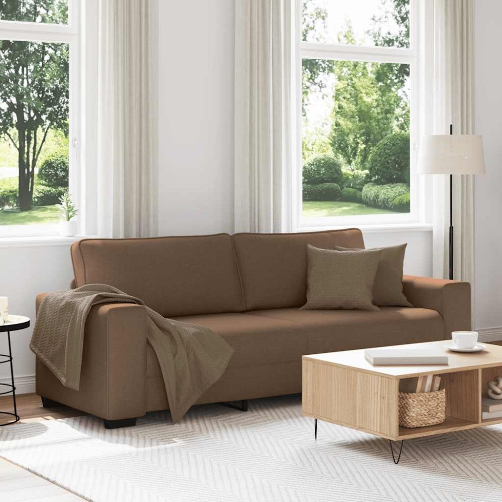 vidaXL 3-sitssoffa brun 220x77x82 cm tyg