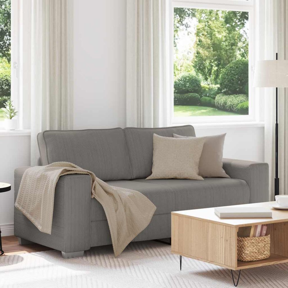 vidaXL Tvåsitssoffa ljusgrå 180x77x82 cm manchestertyg