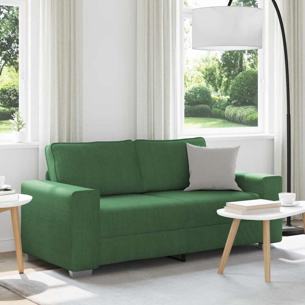 vidaXL Tvåsitssoffa mörkgrön 180x77x82 cm manchestertyg