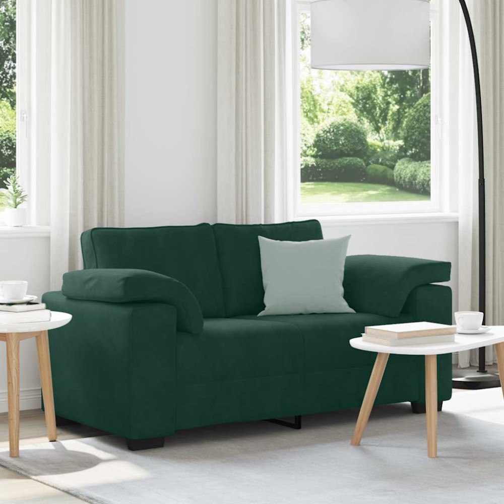 vidaXL Tvåsitssoffa mörkgrön 160x77x82 cm sammet