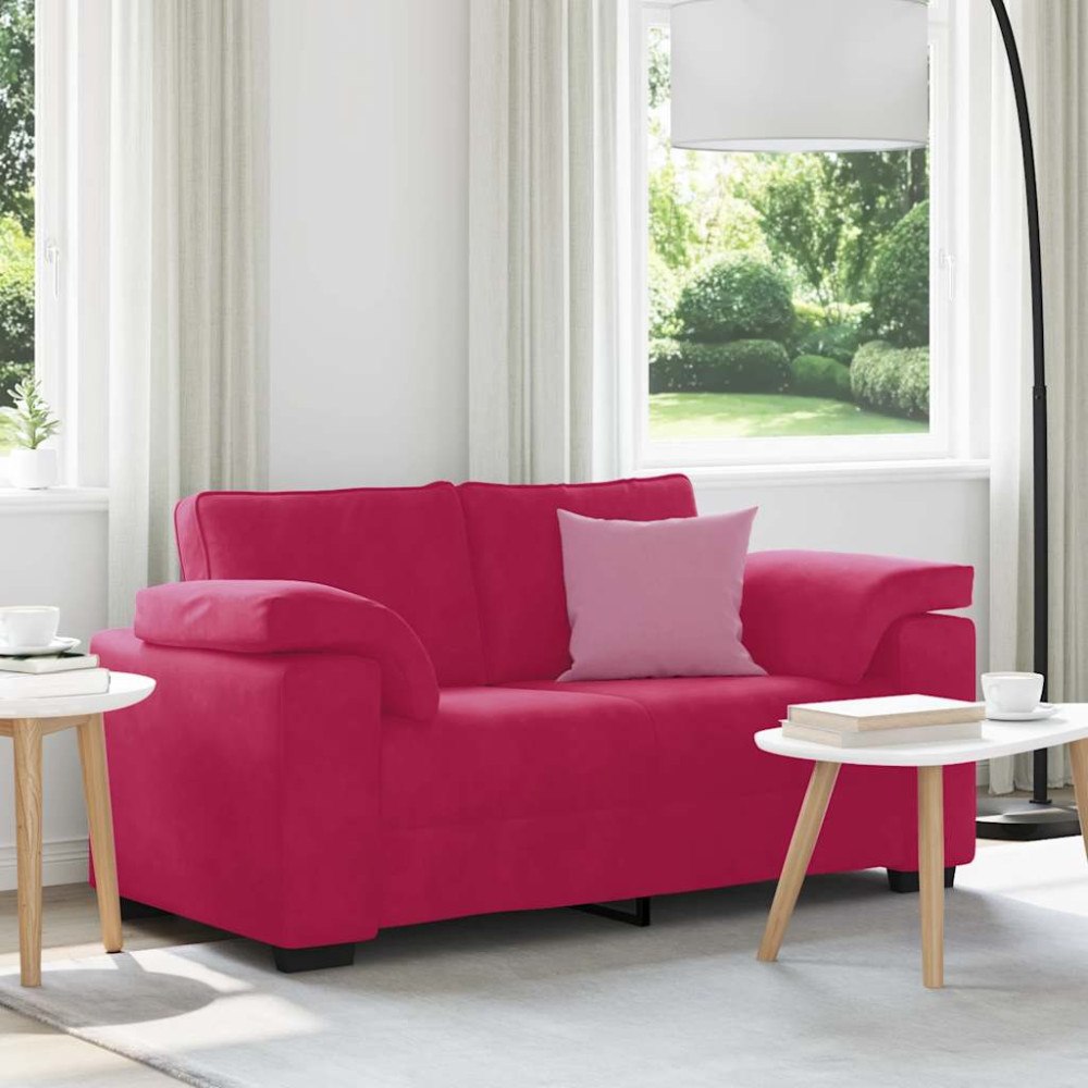 vidaXL Tvåsitssoffa vinröd 160x77x82 cm sammet