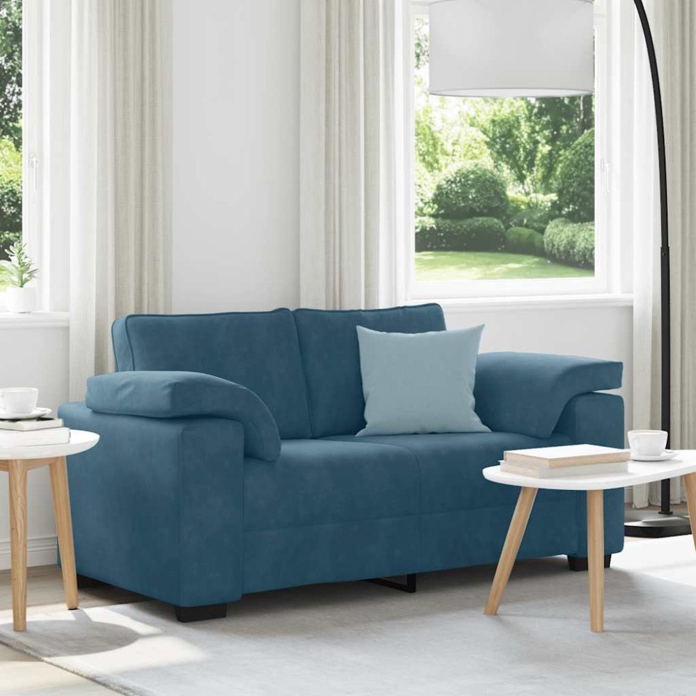 vidaXL Tvåsitssoffa blå 160x77x82 cm sammet