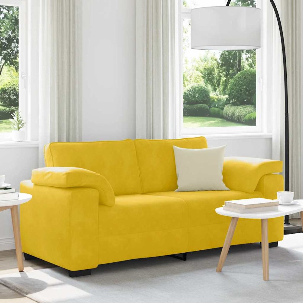 vidaXL Tvåsitssoffa gul 180x77x82 cm sammet
