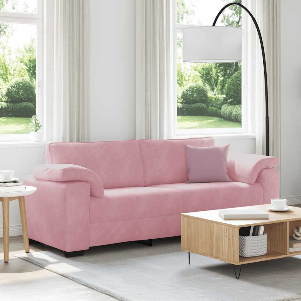 vidaXL 3-sitssoffa rosa 220x77x82 cm sammet