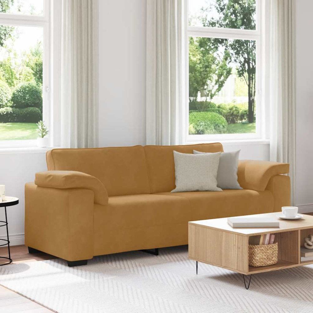 vidaXL 3-sitssoffa brun 220x77x82 cm sammet