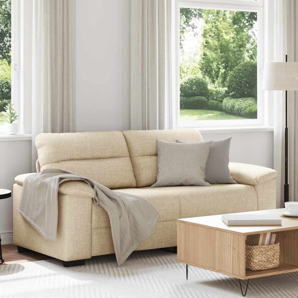 vidaXL 2-sitssoffa krämfärgad 180x81x84 cm tyg