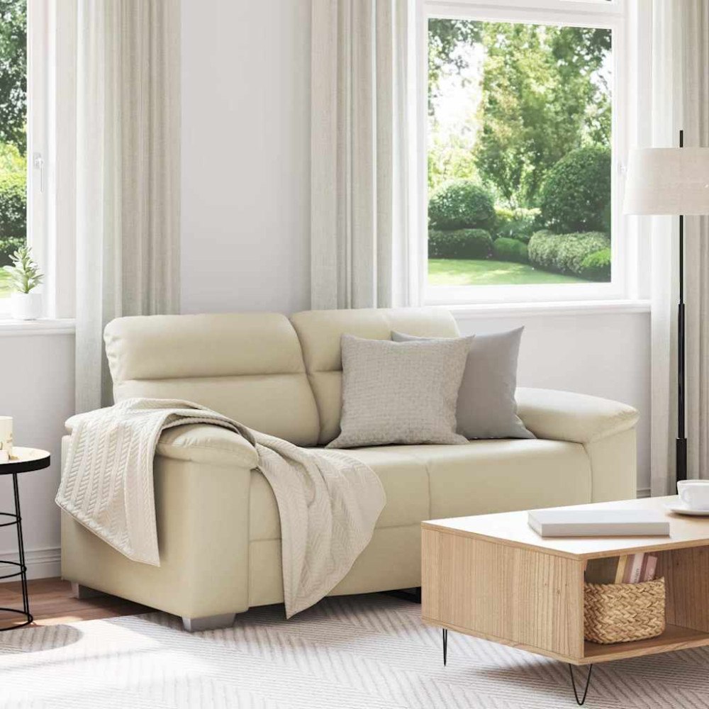 vidaXL 2-sitssoffa krämfärgad 160x81x84 cm konstläder