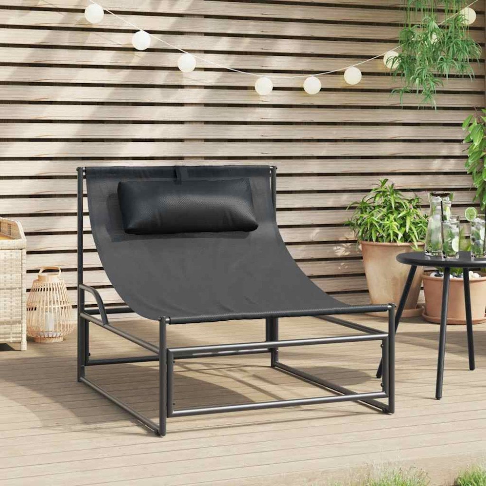 vidaXL Trädgårdsloungestol antracit 87x74x73 cm stål och textilene