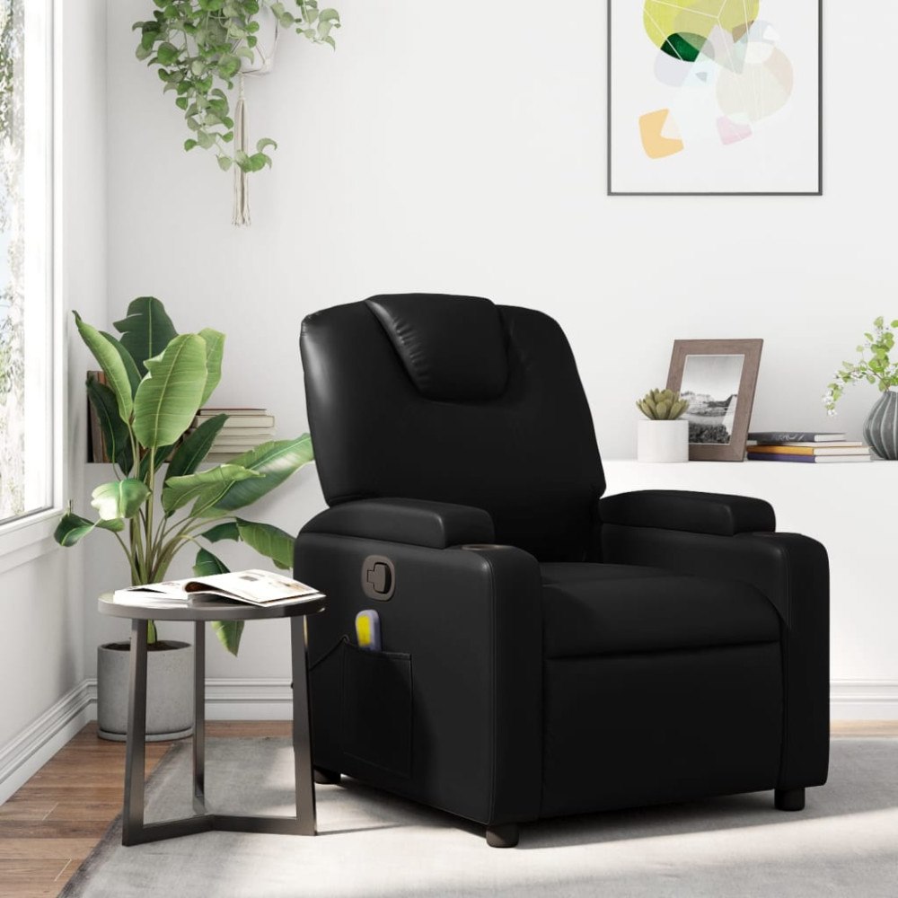 vidaXL Massagefåtölj svart konstläder