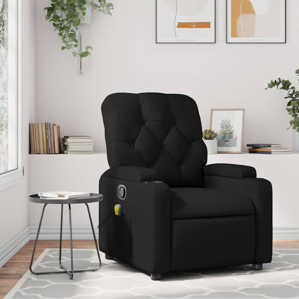 vidaXL Massagefåtölj svart konstläder