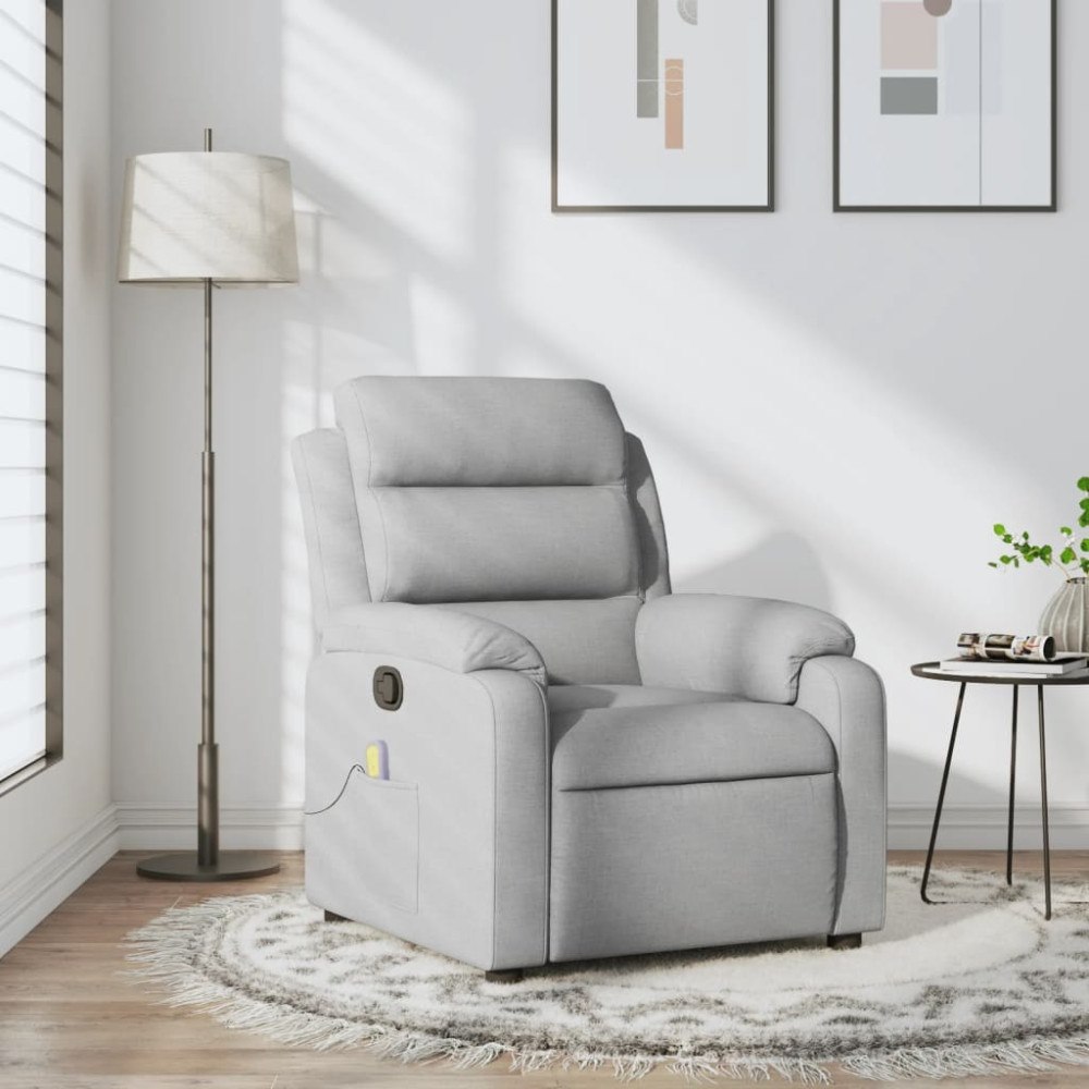 vidaXL Massagefåtölj ljusgrå tyg