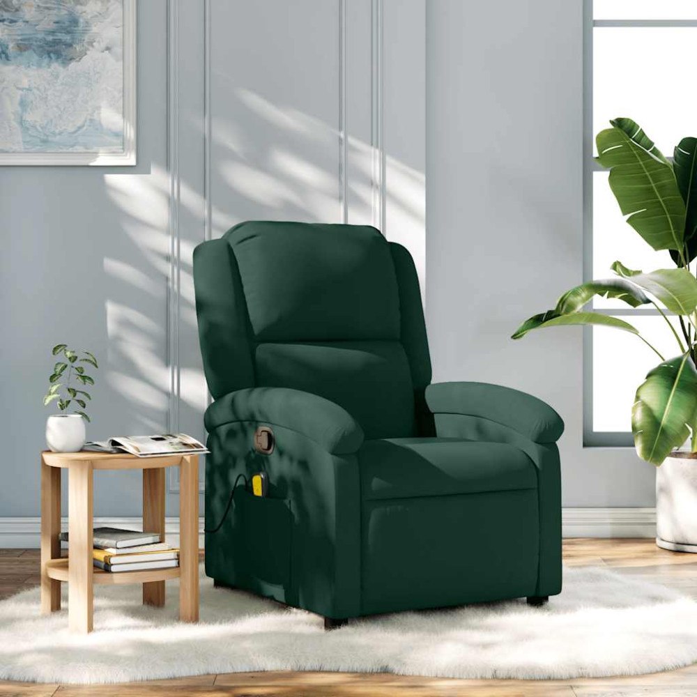 vidaXL Massagefåtölj mörkgrön sammet
