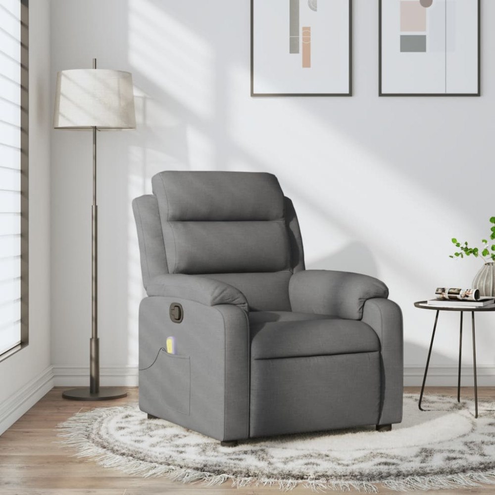 vidaXL Massagefåtölj mörkgrå tyg
