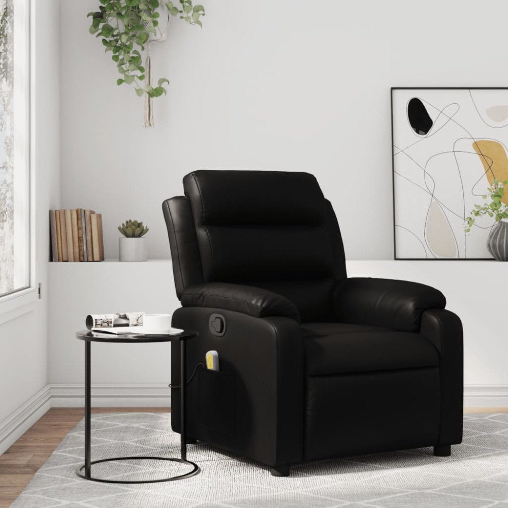vidaXL Massagefåtölj svart konstläder
