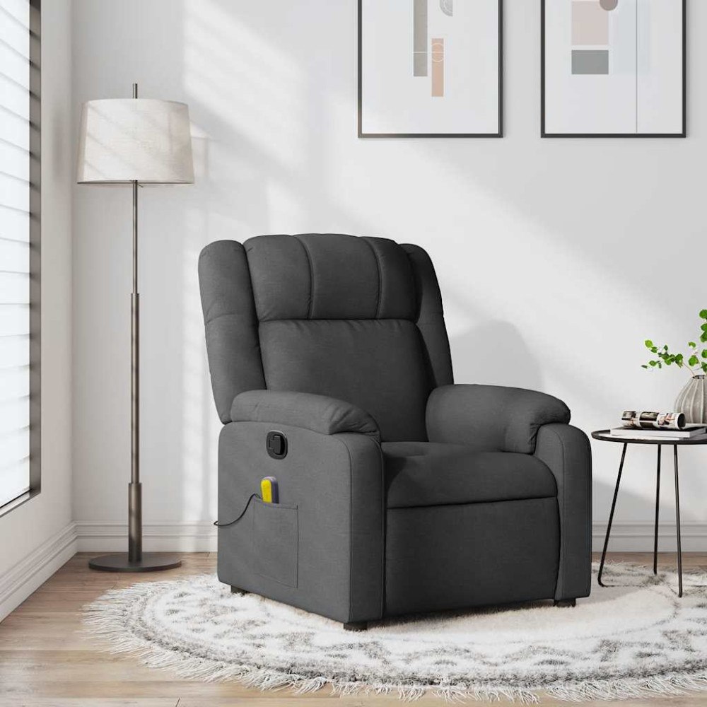 vidaXL Massagefåtölj mörkgrå tyg