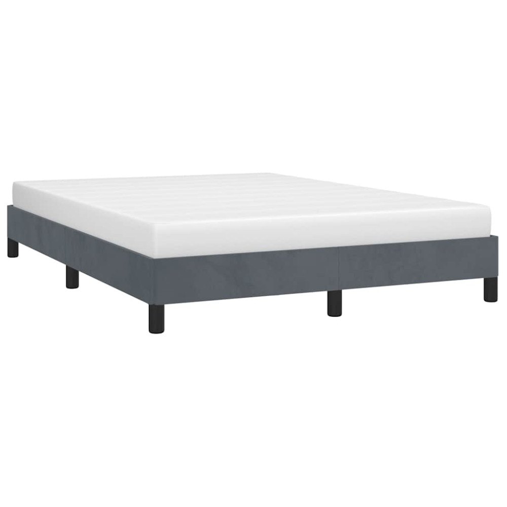 vidaXL Sängram utan madrass mörkgrå 137x190 cm hel sammet
