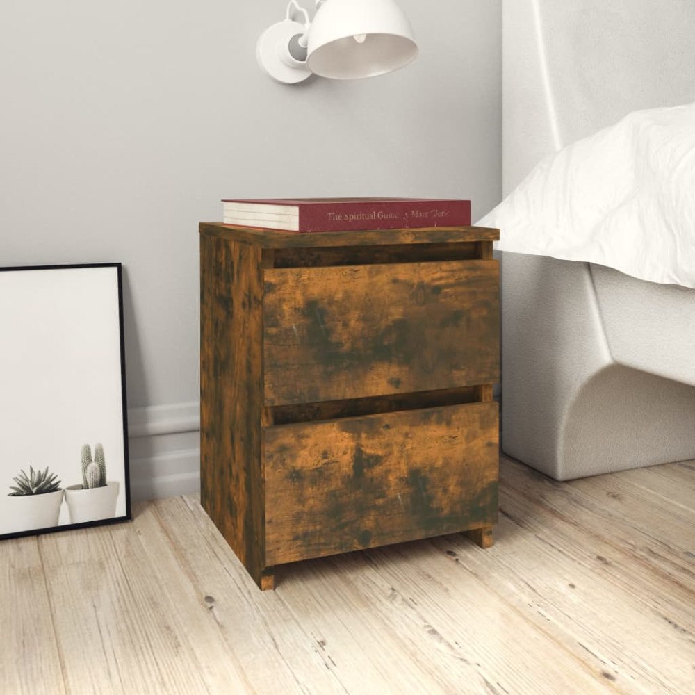 vidaXL Sängbord rökt ek 30x30x40 cm konstruerat trä