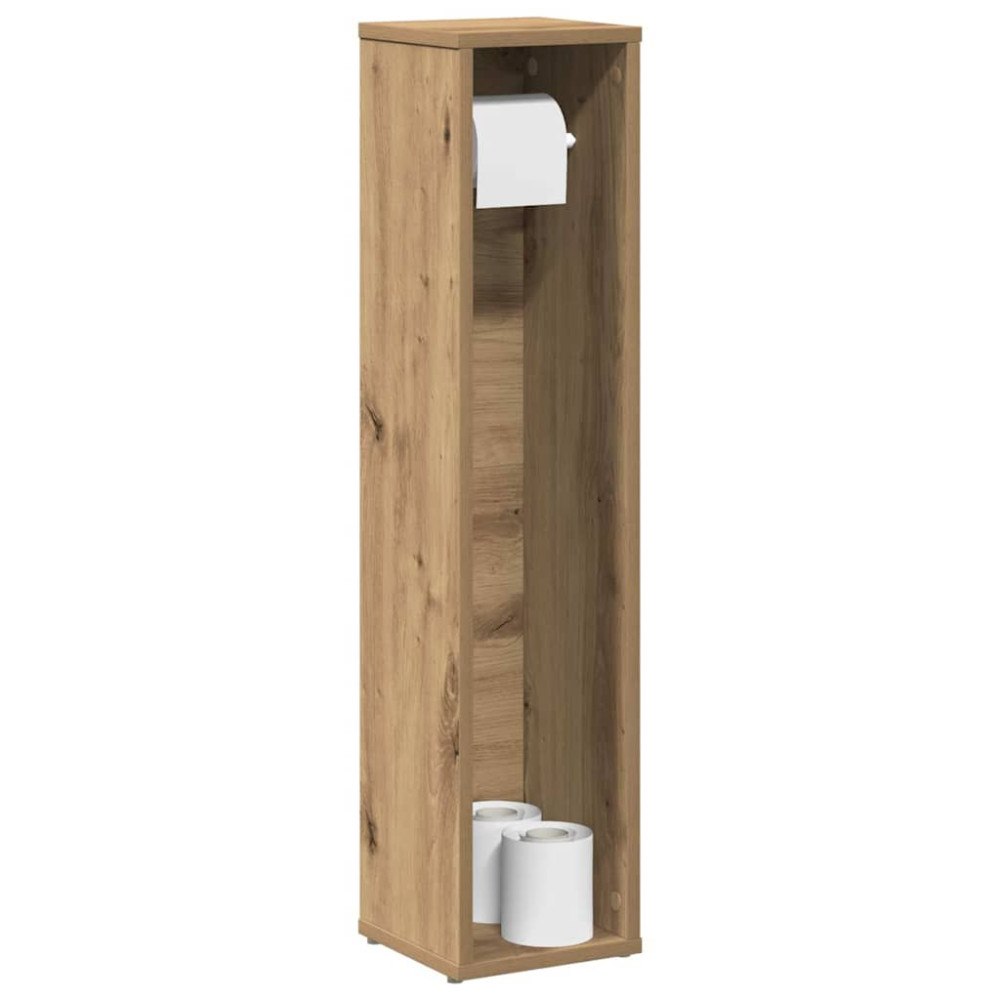 vidaXL Badrumsskåp med rullhållare hantverksmässig ek 20,5x20x90 cm