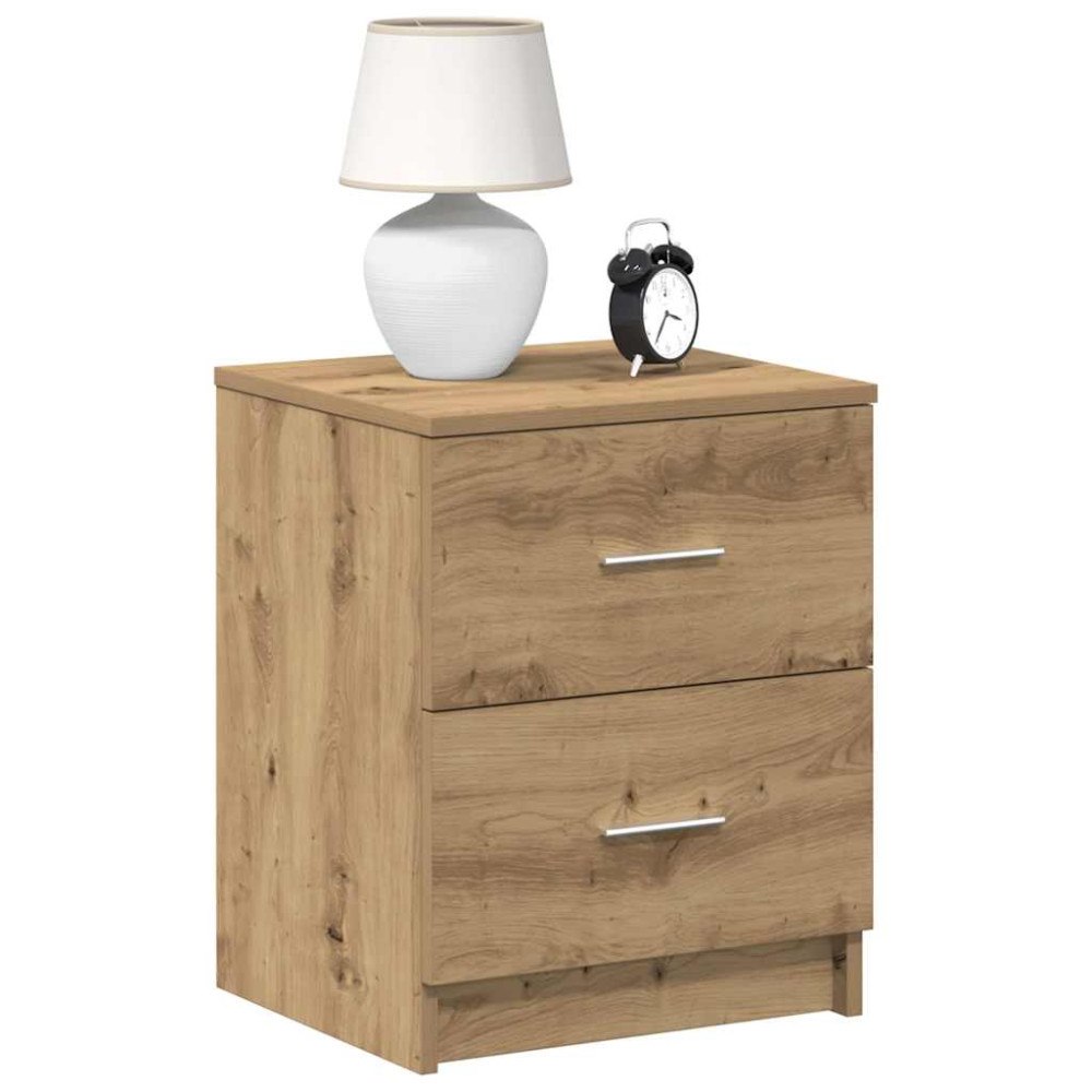 vidaXL Sängbord 2 st med 2 lådor hantverksmässig ek 40x36x50 cm