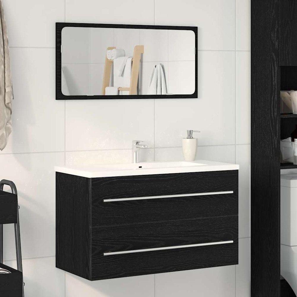 vidaXL Diskbänkskåp svart ek 80x38,5x48 cm konstruerat trä