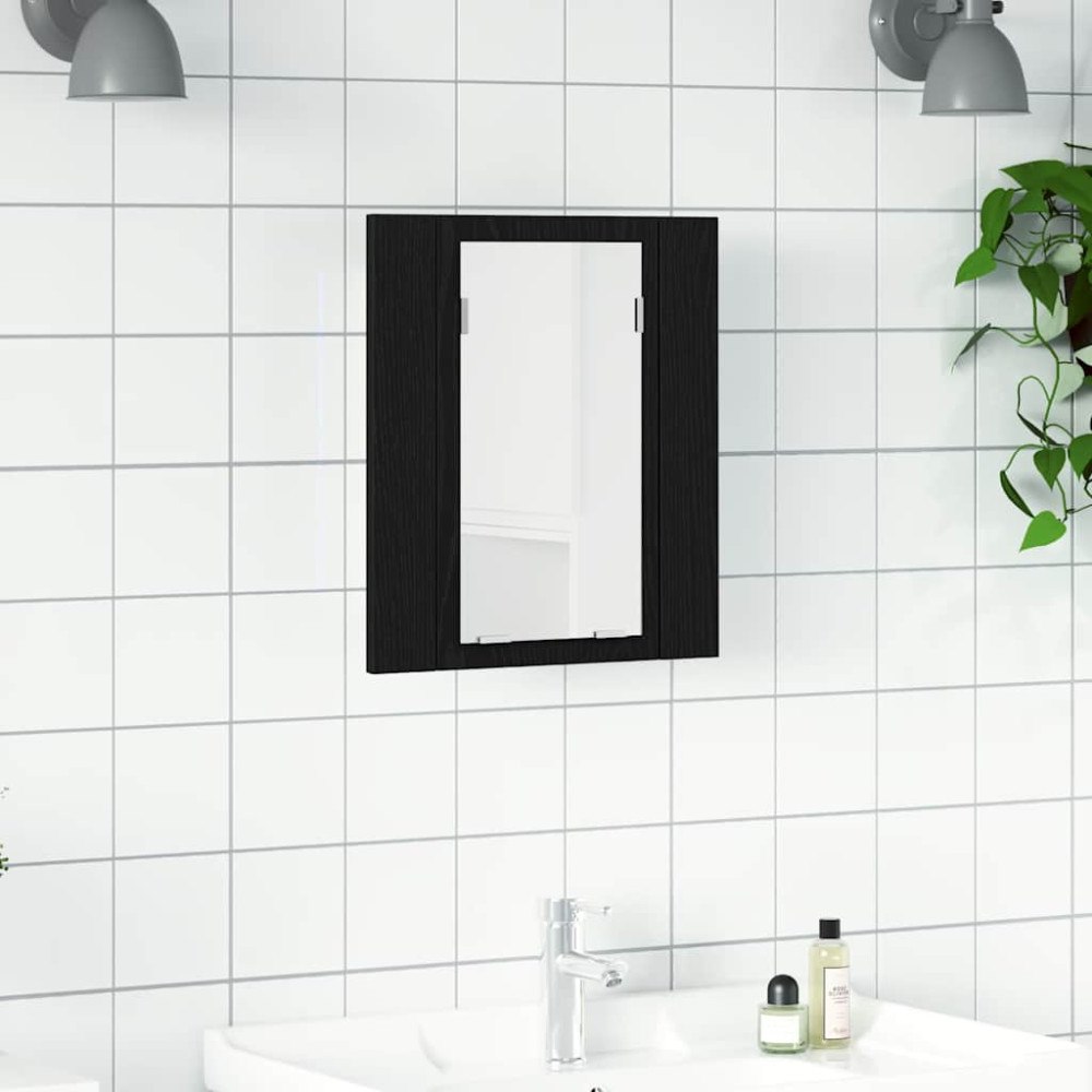 vidaXL LED-spegelskåp för badrum svart ek 40x12x45 cm konstruerat trä