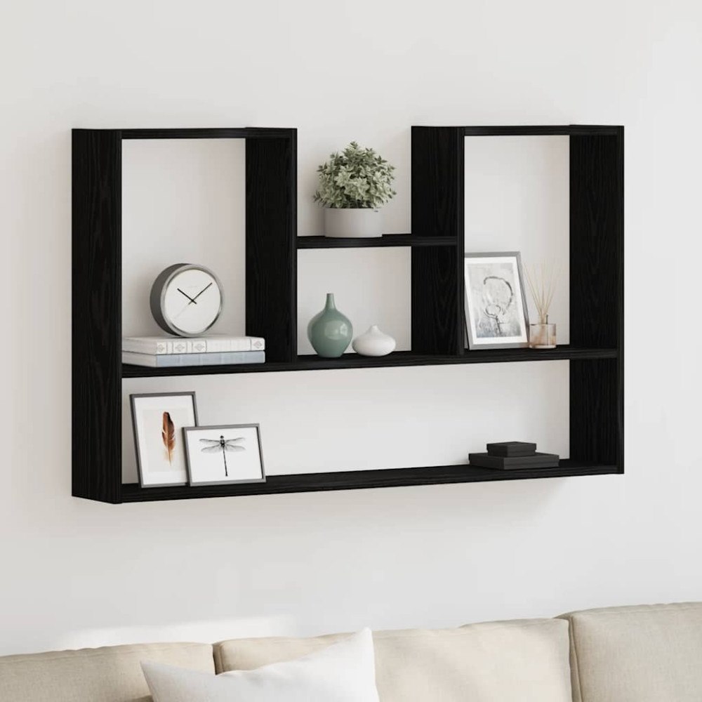 vidaXL Vägghylla svart ek 99x15x60 cm konstruerat trä