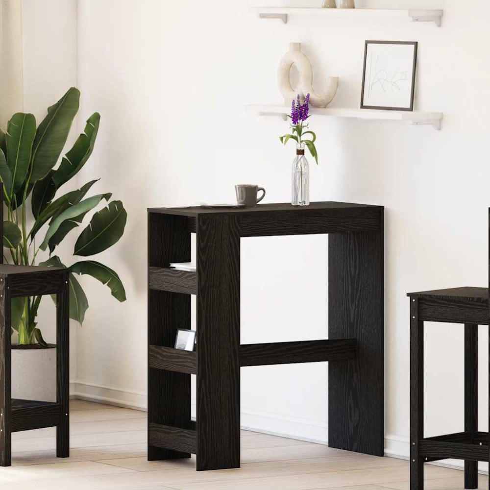 vidaXL Barbord med hyllor svart ek 90x40x103,5 cm konstruerat trä